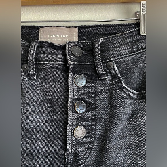 EVERLANE High Rise Authentic Stretch Modal Stretch Skinny Jeans Button Fly Black - Picture 6 of 11